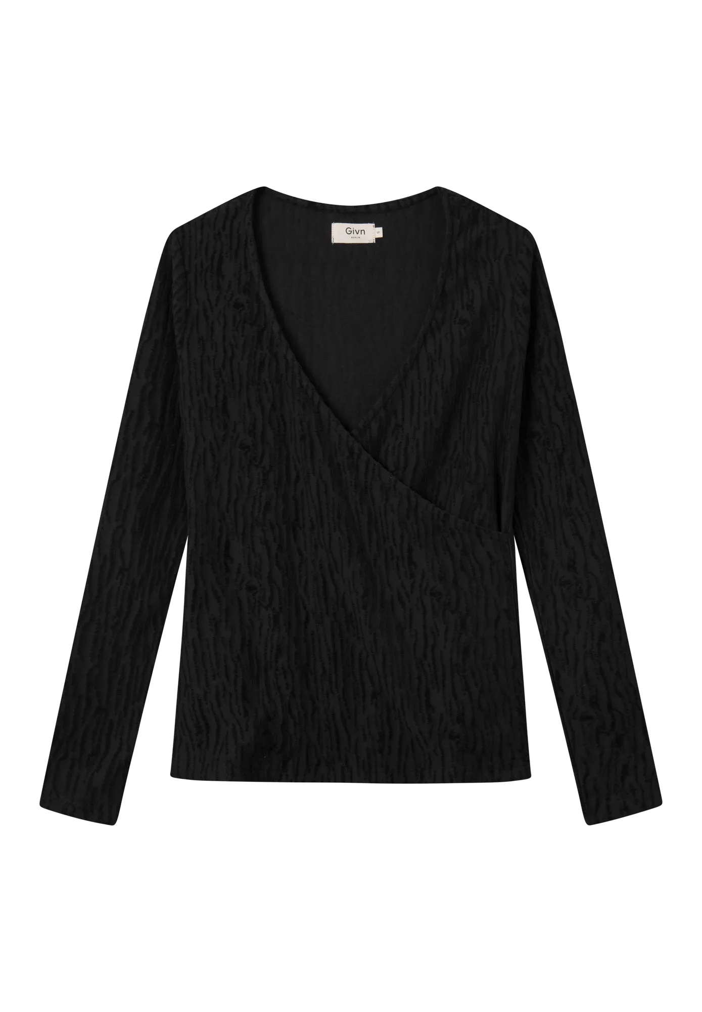 Organic Cotton Wrap Blouse CLEA - Black (Structure) Givn Berlin