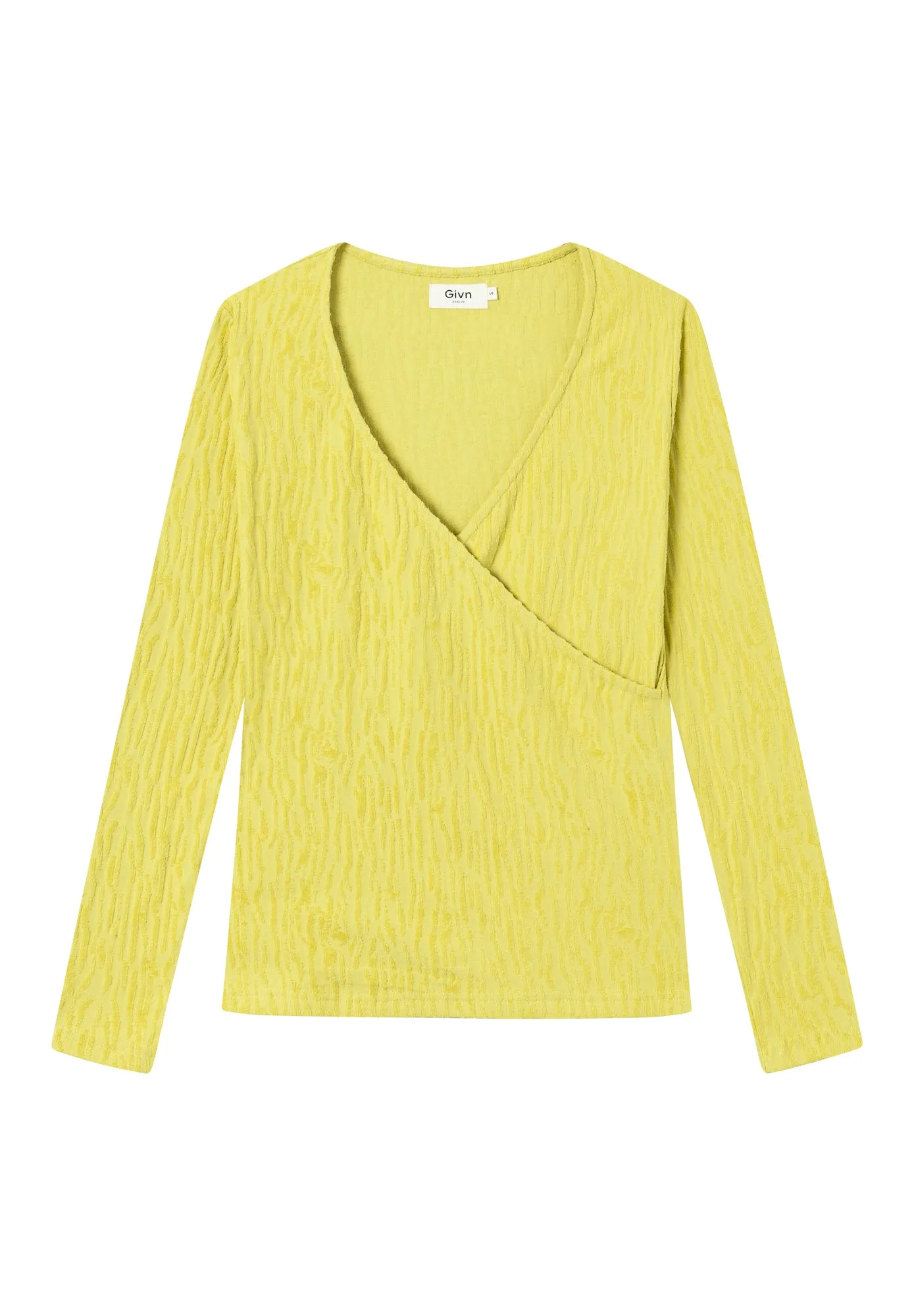 Organic Cotton Wrap Blouse CLEA - Dusty Lime (Structure) Givn Berlin