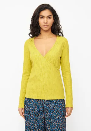 Organic Cotton Wrap Blouse CLEA - Dusty Lime (Structure) Givn Berlin