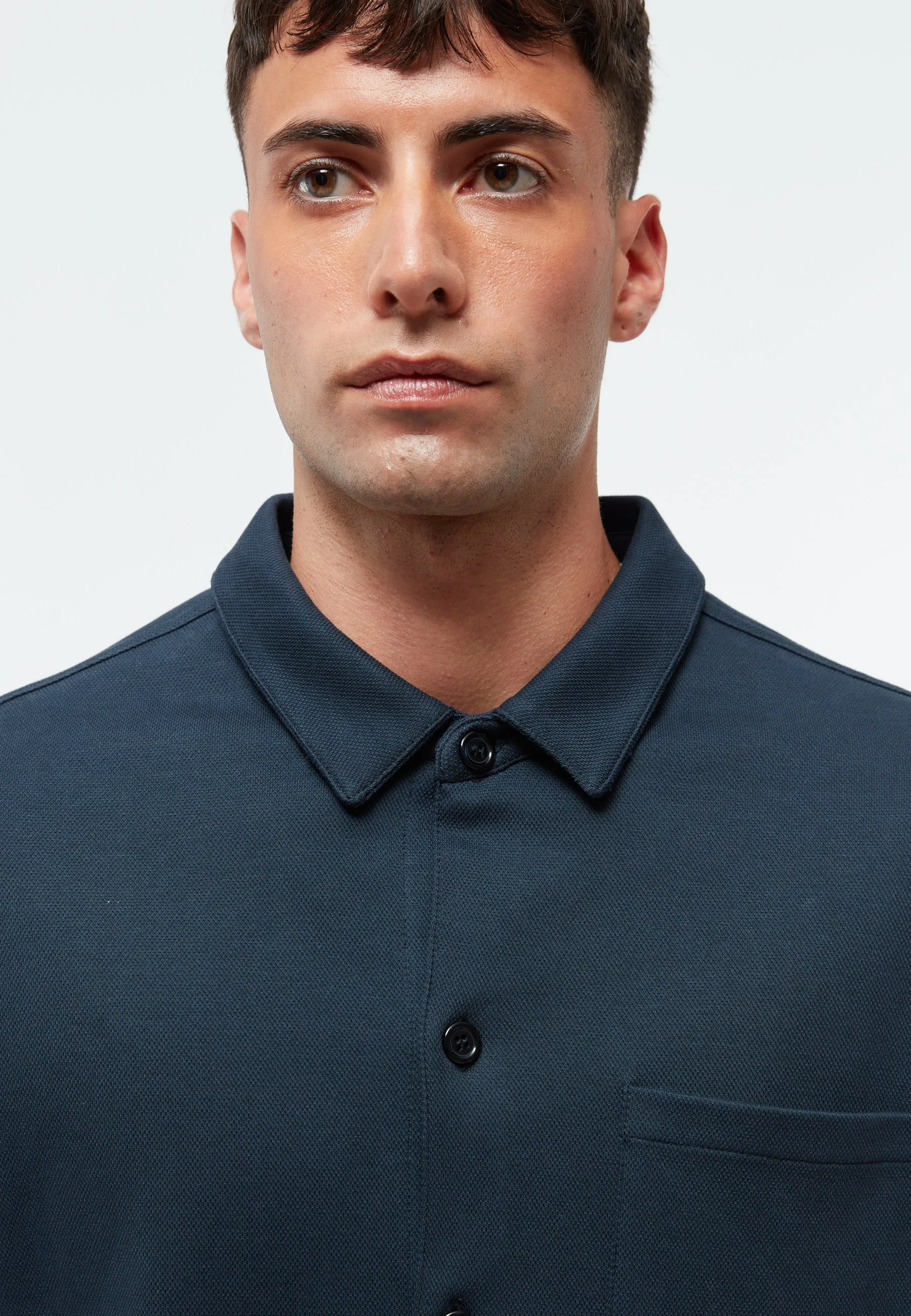 Overshirt GBALVAR relaxed in organic cotton piqué - Midnight Blue (Pique) Givn Berlin