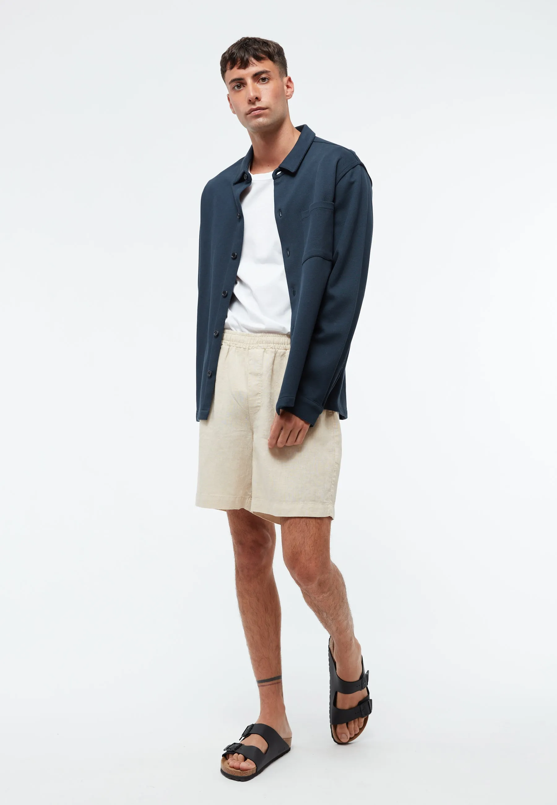 Overshirt GBALVAR relaxed in organic cotton piqué - Midnight Blue (Pique) Givn Berlin