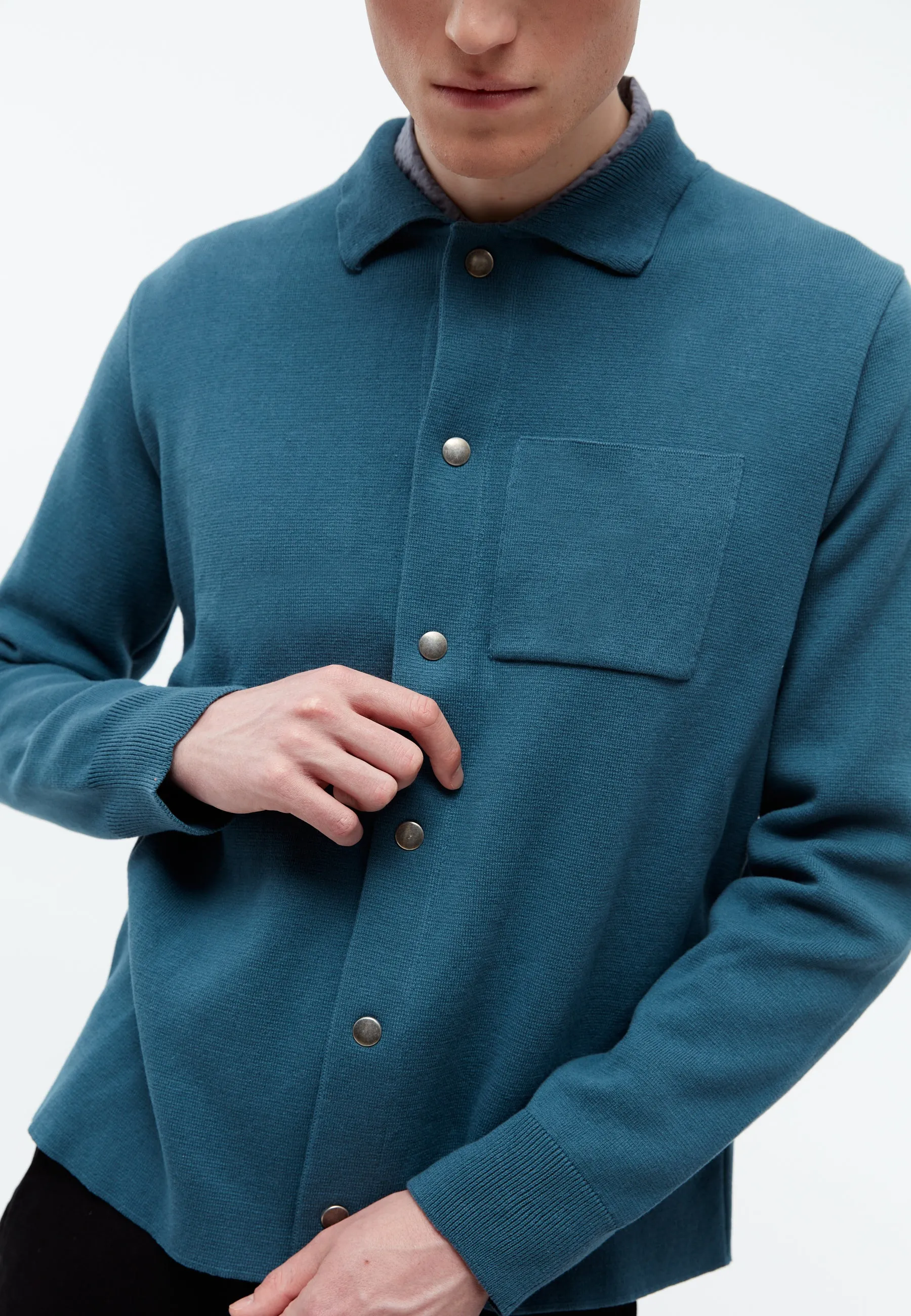 Overshirt GBCHESTER in organic cotton knit - Basalt Givn Berlin