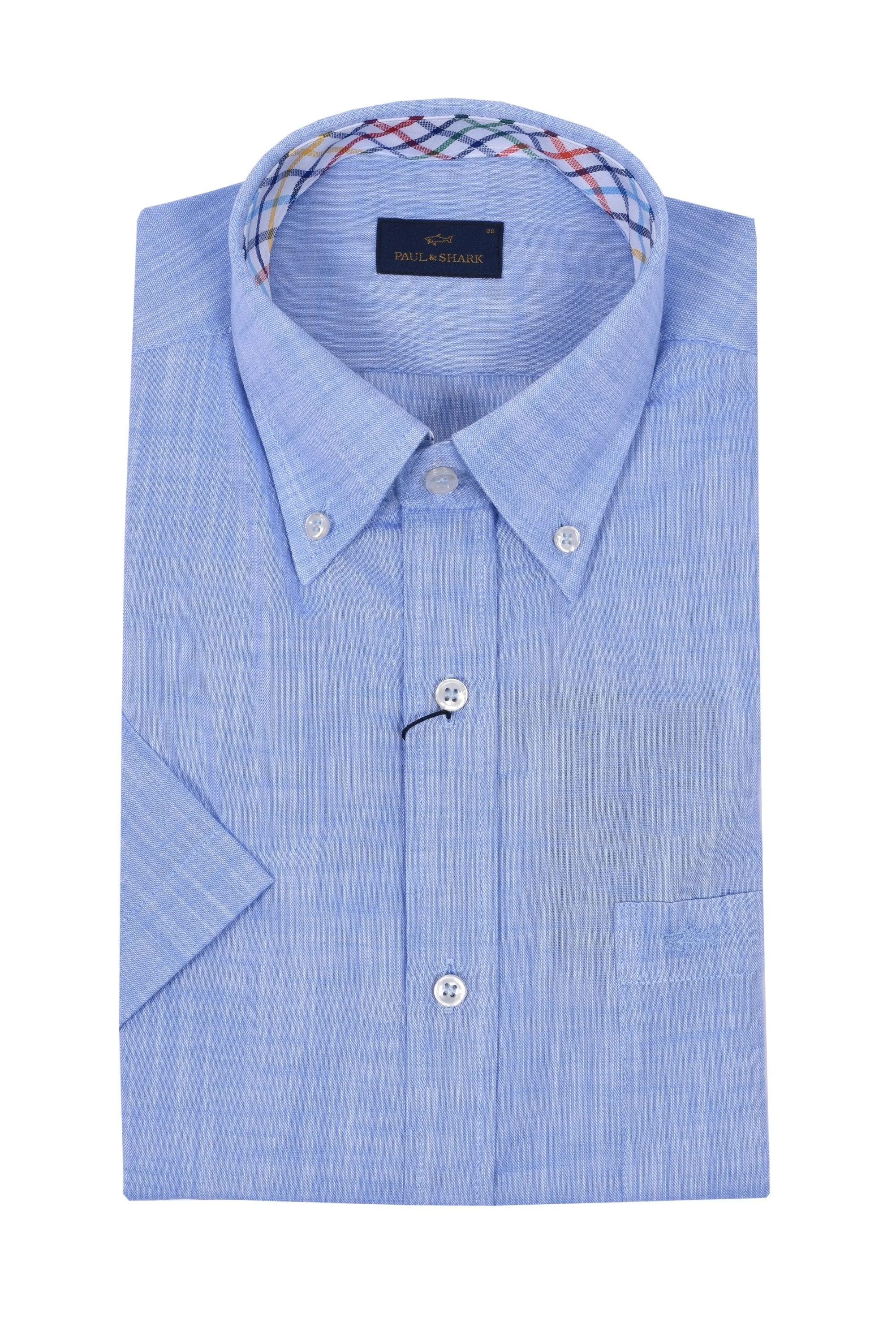 Paul And Shark Short Sleeved Shirt Pale Blue