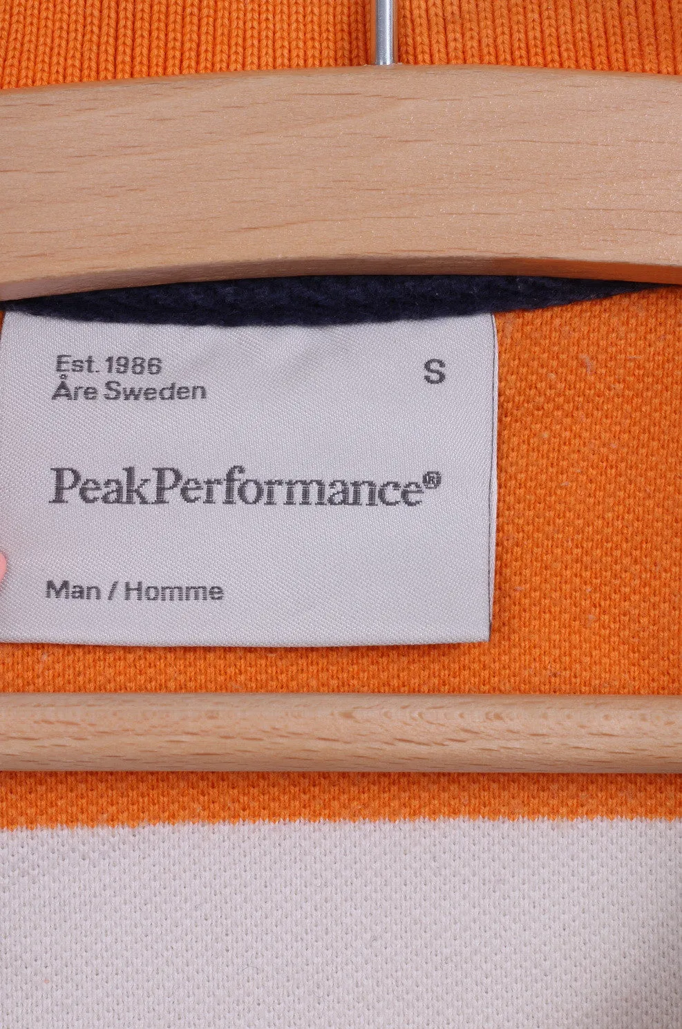 Peak Performance Mens S Polo Shirt Striped Orange Cotton Short Sleeve