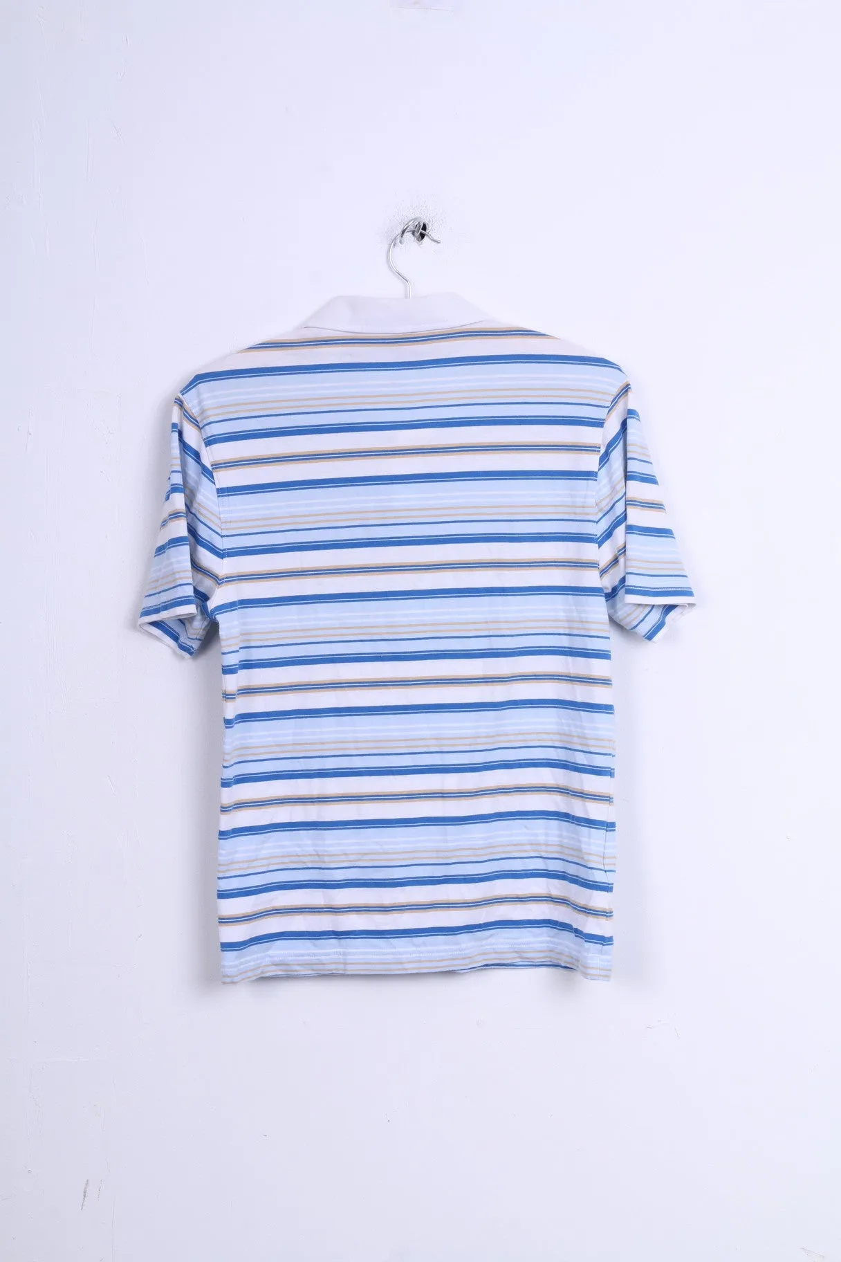 Penguin Mens M Polo Shirt White Short Sleeve Cotton Striped