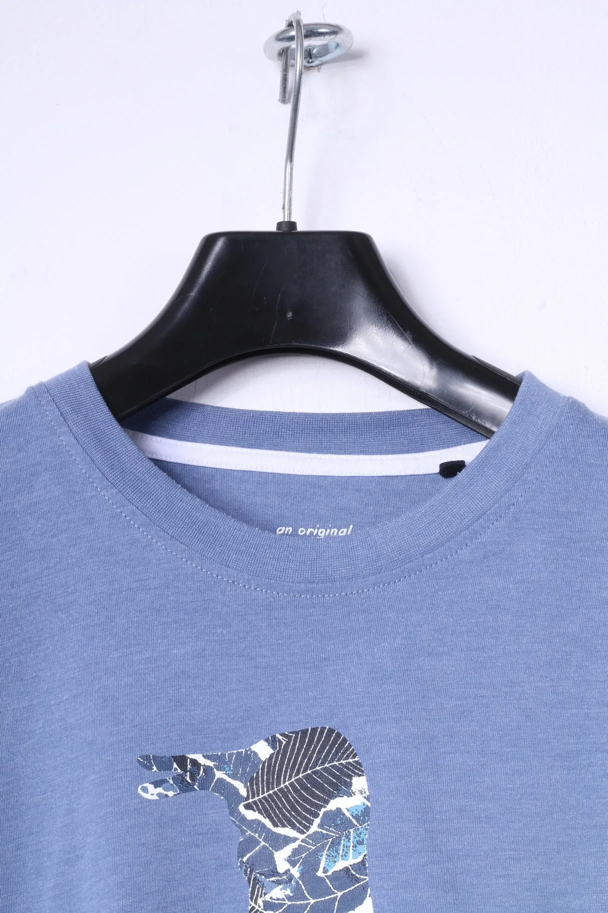 Penguin Mens M T-Shirt Blue Cotton Graphic Classic Crew Neck Top