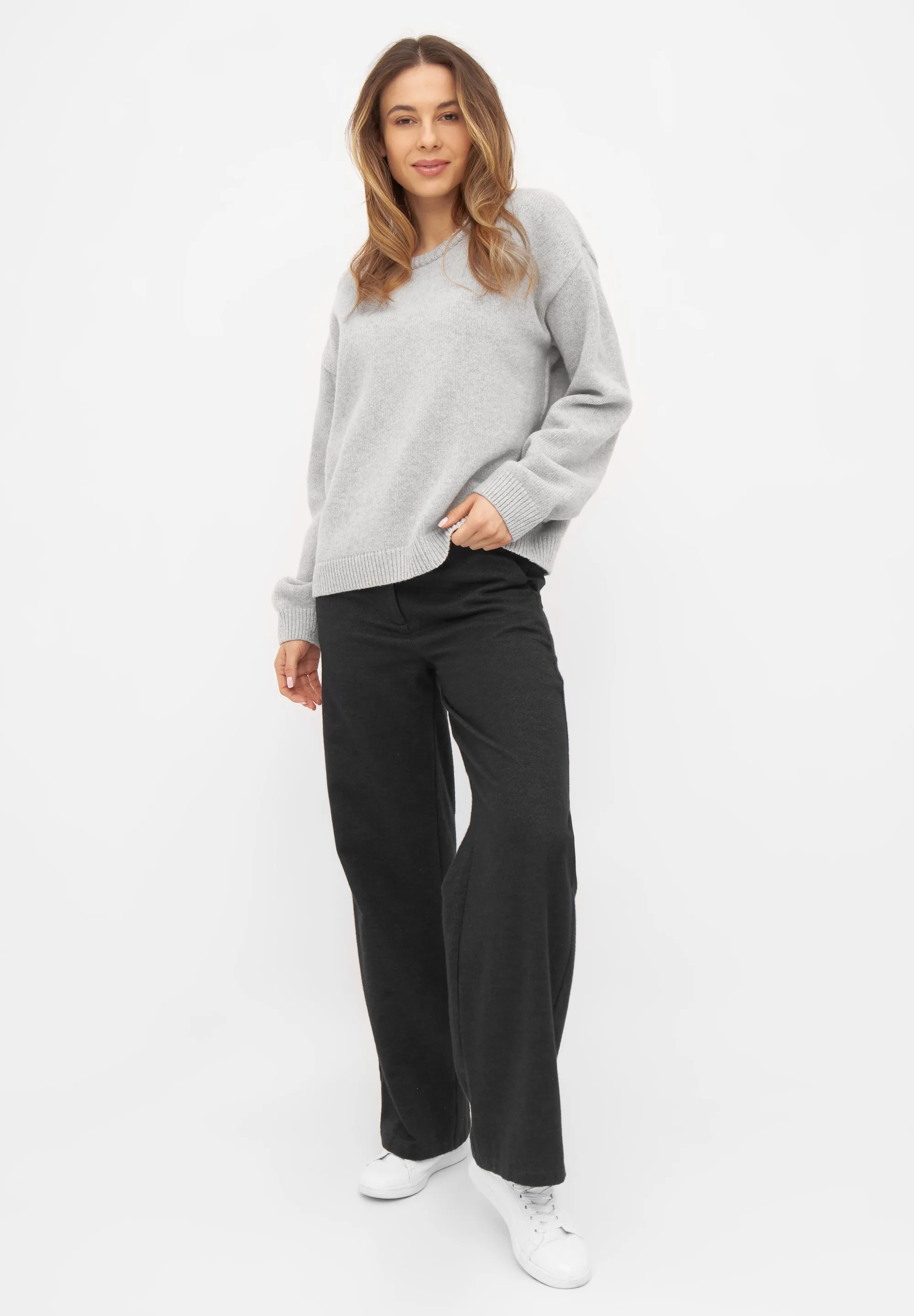 PHILOU recycled wool knit sweater - Light Grey Givn Berlin
