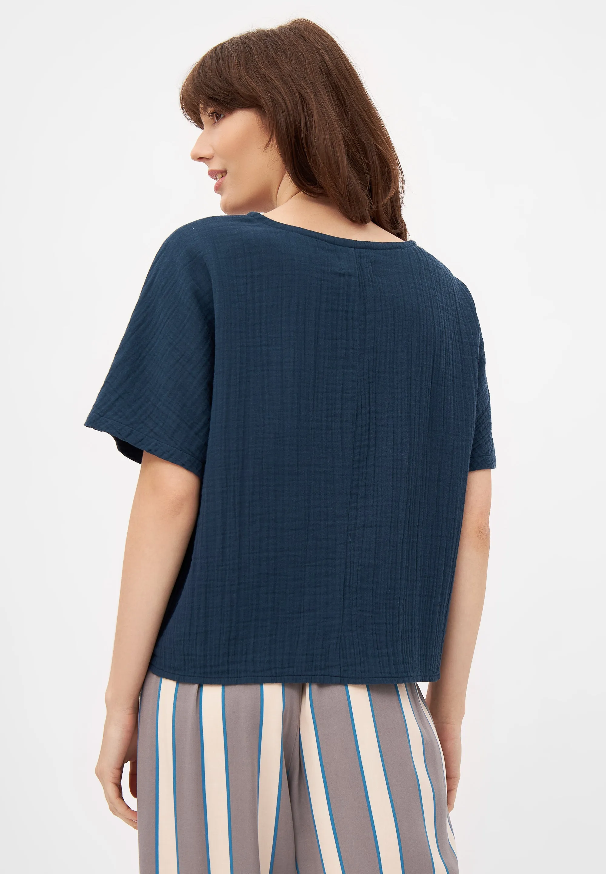 PINA Organic Cotton Muslin T-Shirt - Midnight Blue Givn Berlin