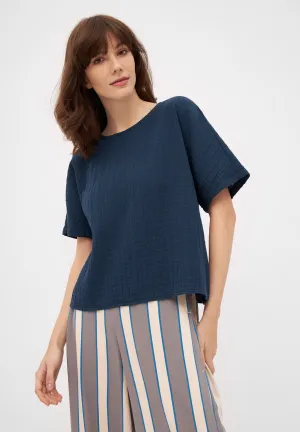PINA Organic Cotton Muslin T-Shirt - Midnight Blue Givn Berlin