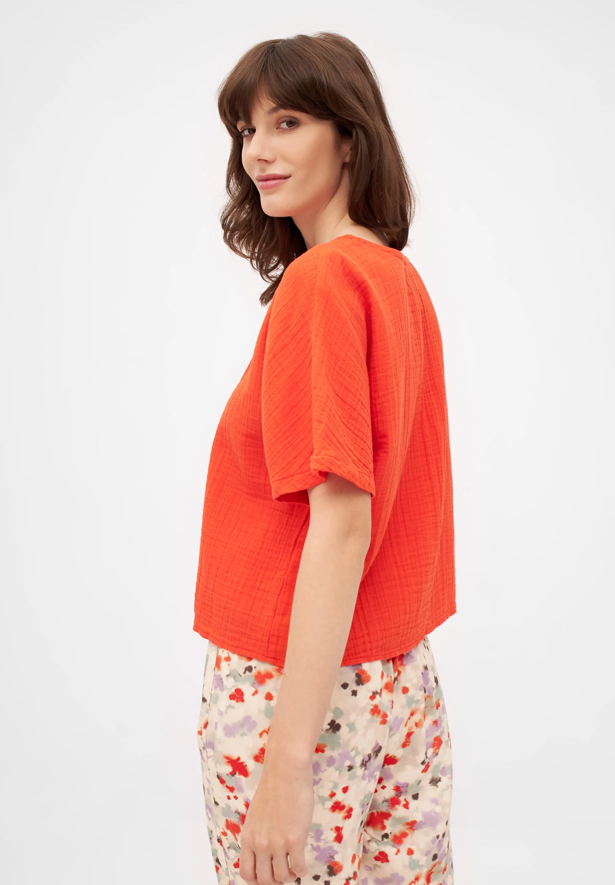 PINA Organic Cotton Muslin T-Shirt - Sunset Orange Givn Berlin