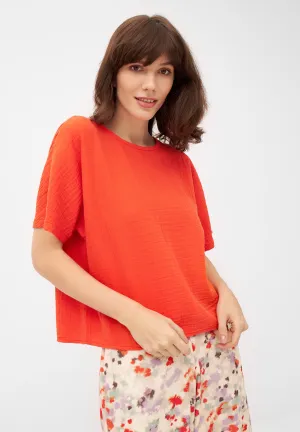 PINA Organic Cotton Muslin T-Shirt - Sunset Orange Givn Berlin