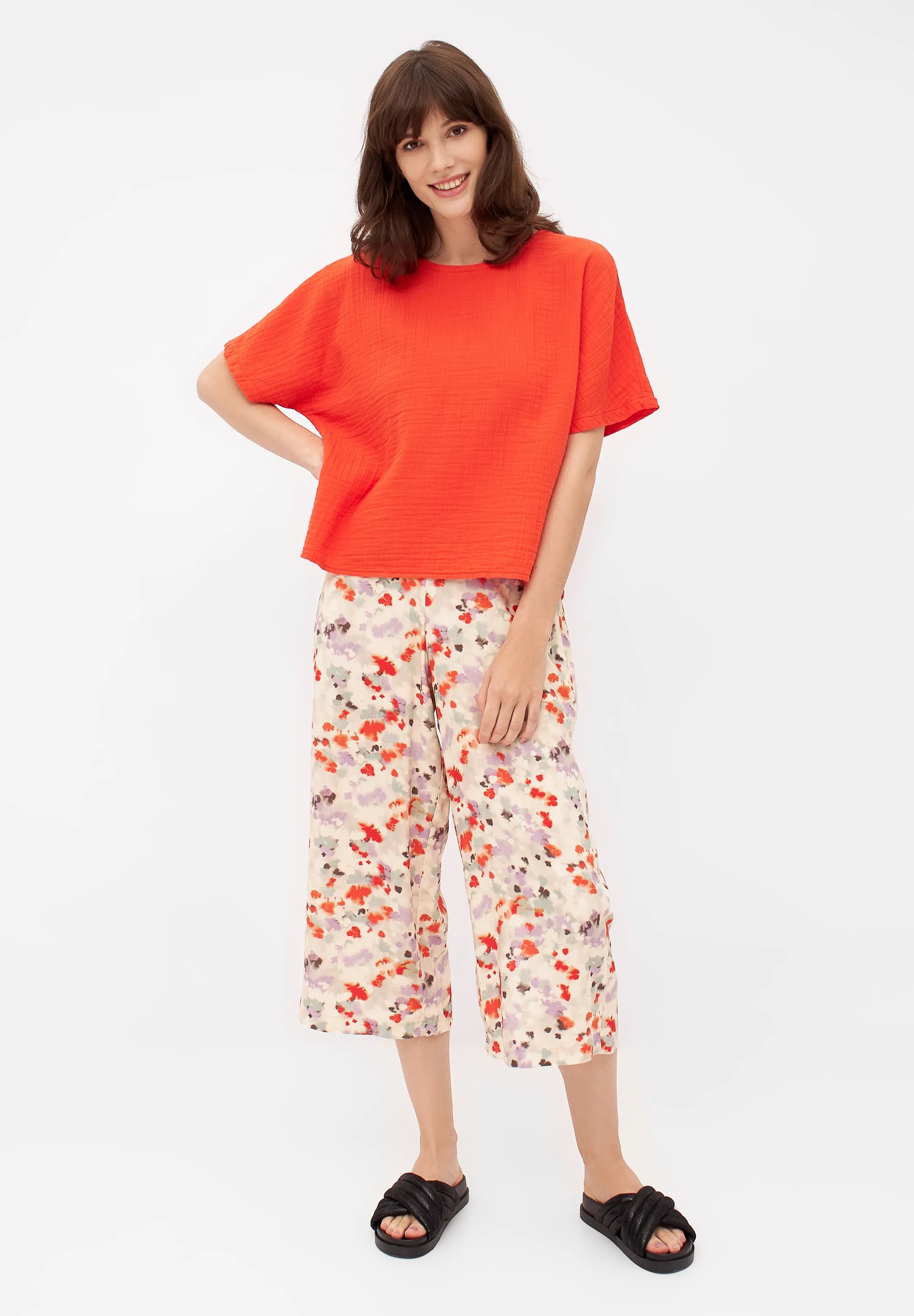 PINA Organic Cotton Muslin T-Shirt - Sunset Orange Givn Berlin