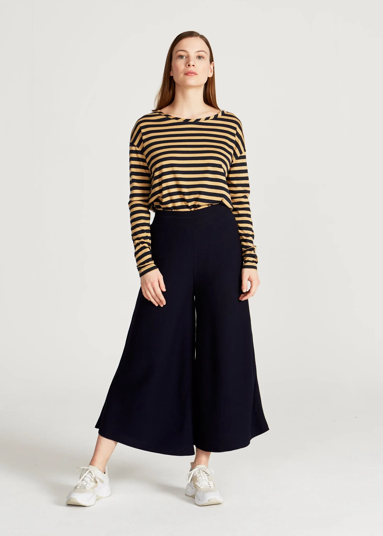 POLLY longsleeve made from TENCEL™ Lyocell - Blue / Camel (Stripes) Givn Berlin