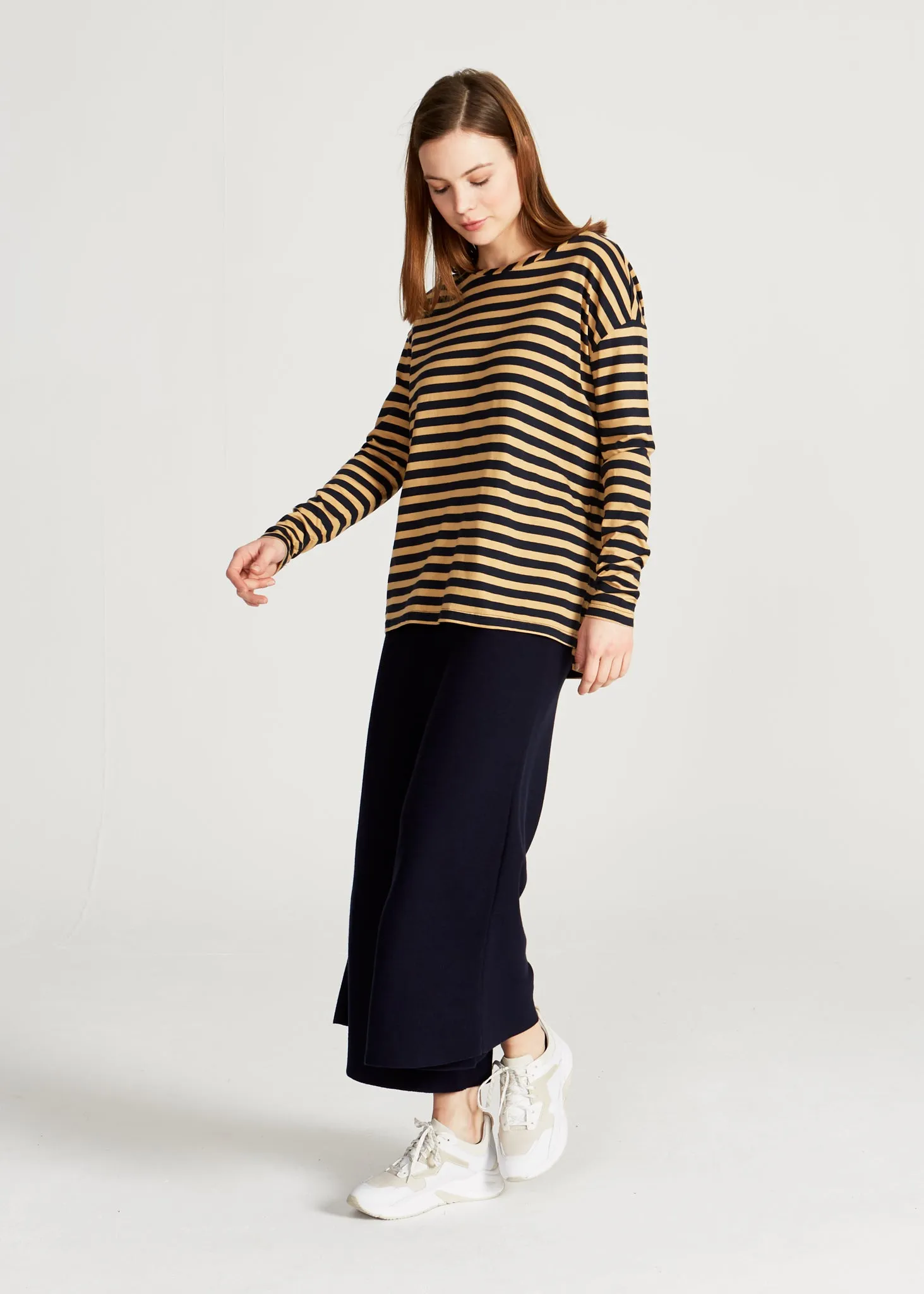 POLLY longsleeve made from TENCEL™ Lyocell - Blue / Camel (Stripes) Givn Berlin