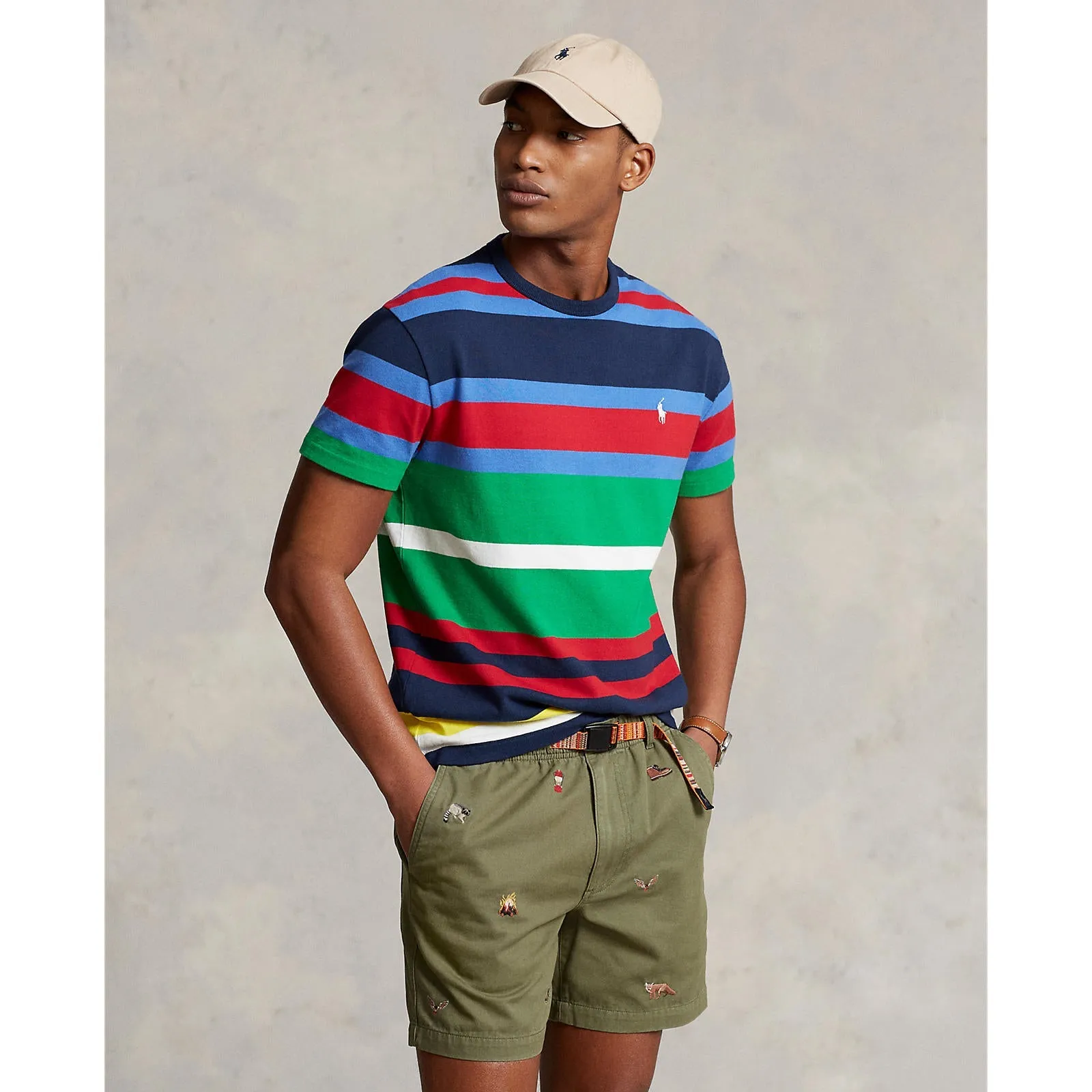 Polo Ralph Lauren - Classic Fit Crew Neck Knitted T-Shirt - Multicoloured Stripes