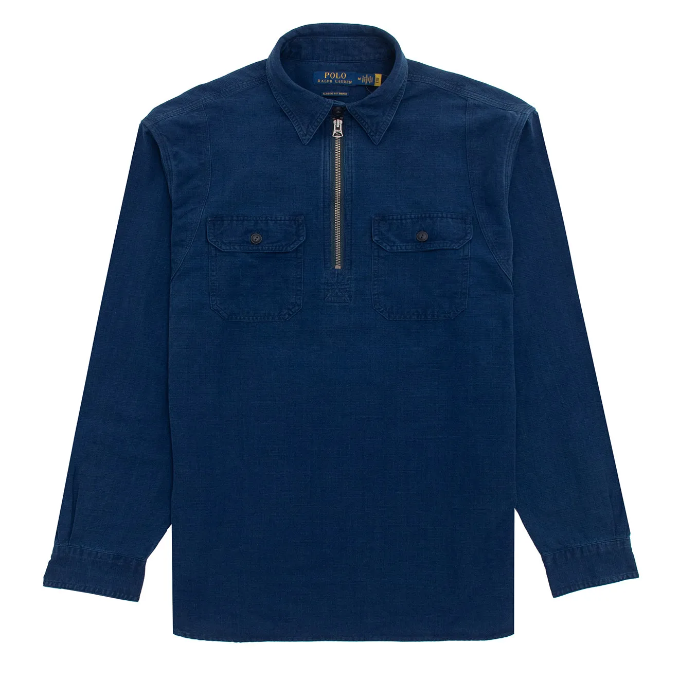 Polo Ralph Lauren Classic Fit Indigo Popover Workshirt Slub Indigo