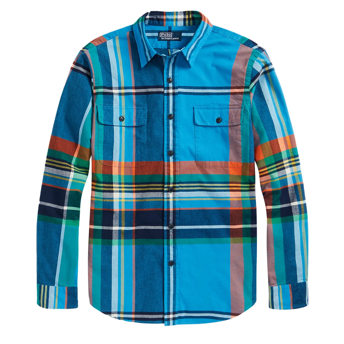 Polo Ralph Lauren Classic Fit Plaid Chamois Workshirt Blue / Orange Multi