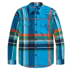 Polo Ralph Lauren Classic Fit Plaid Chamois Workshirt Blue / Orange Multi