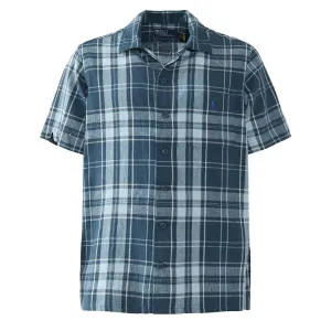 Polo Ralph Lauren Classic Fit Plaid Poplin Camp Shirt Indigo Khaki