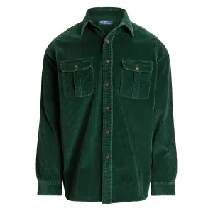 Polo Ralph Lauren Classic Fit Suede-Patch Corduroy Shirt Moss Agate