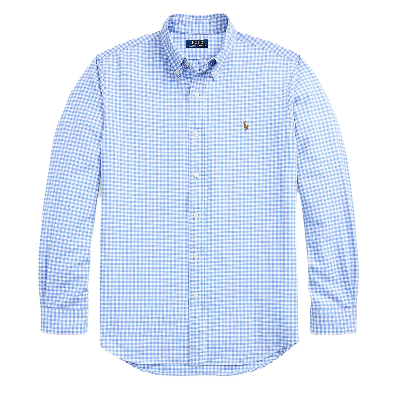 Polo Ralph Lauren Custom Fit Gingham Oxford Shirt Light Blue/White