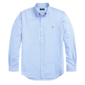Polo Ralph Lauren Custom Fit Gingham Oxford Shirt Light Blue/White