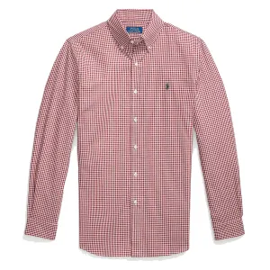 Polo Ralph Lauren Custom Fit Gingham Stretch Poplin Shirt Wine / White