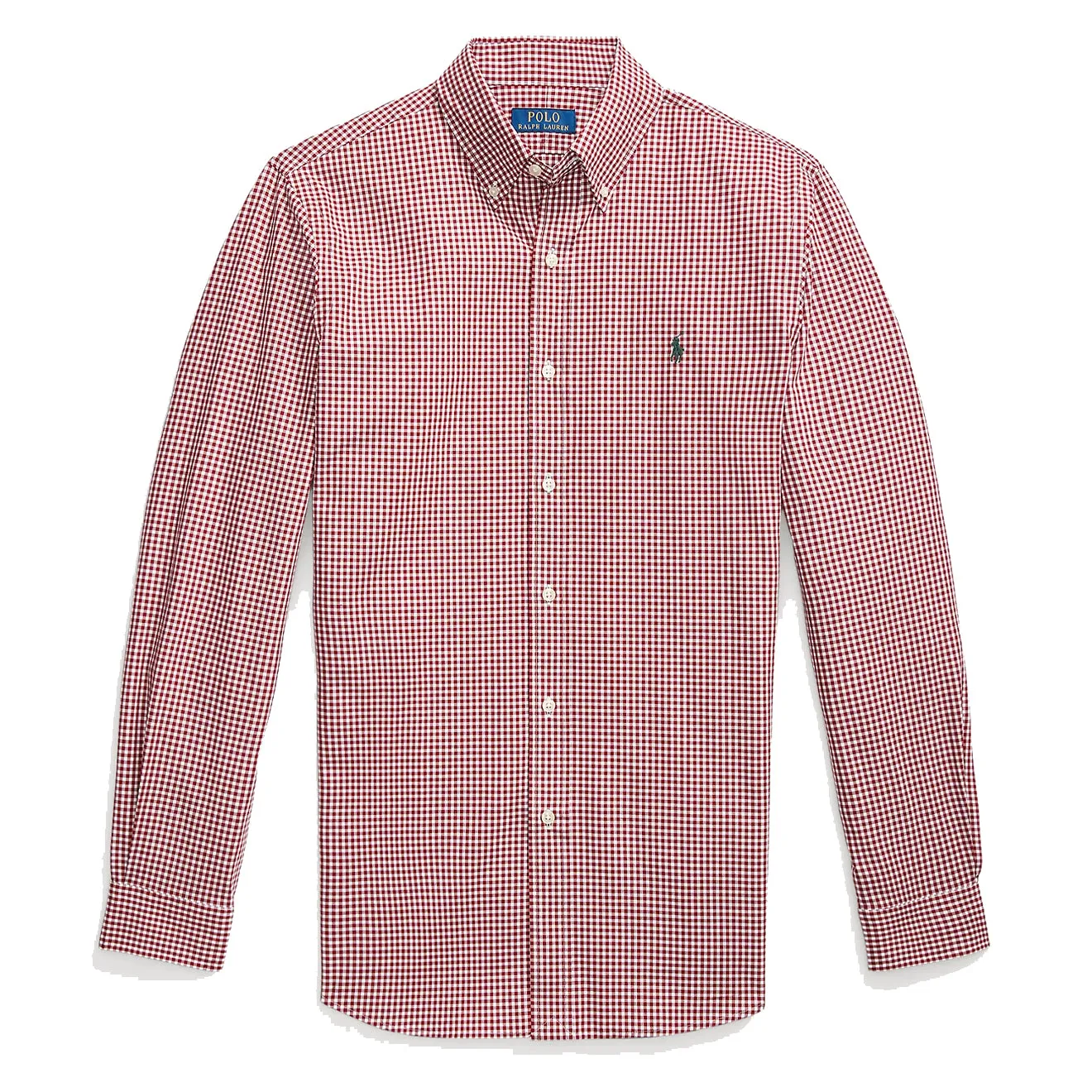 Polo Ralph Lauren Custom Fit Gingham Stretch Poplin Shirt Wine / White