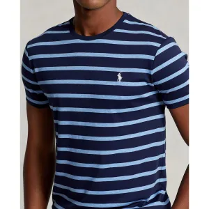Polo Ralph Lauren - Custom Fit Jersey Crewneck T-Shirt - Stripe - Navy/Royal Heather