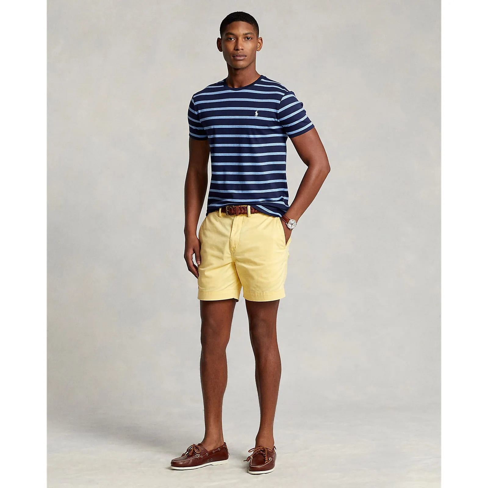 Polo Ralph Lauren - Custom Fit Jersey Crewneck T-Shirt - Stripe - Navy/Royal Heather