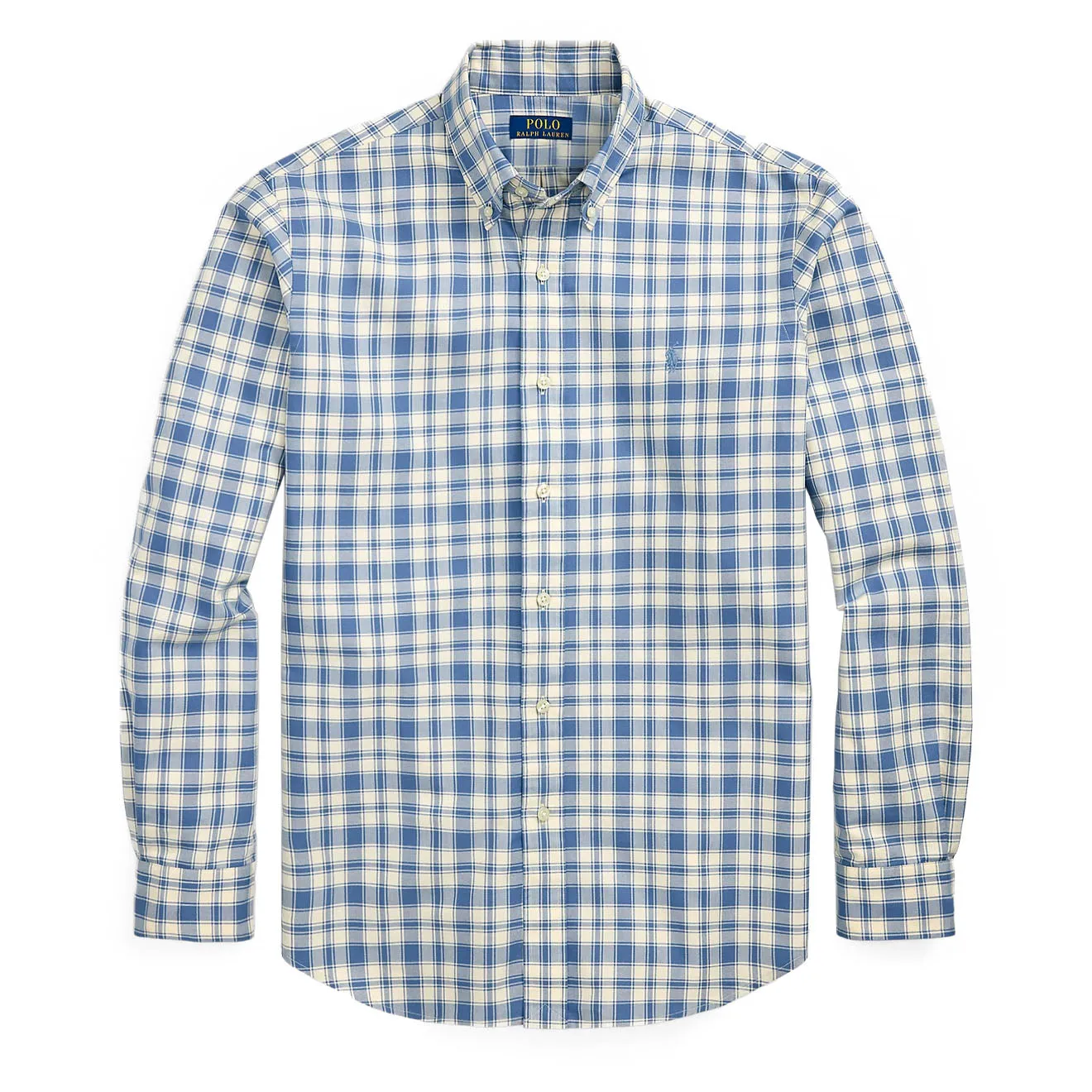 Polo Ralph Lauren Custom Fit Plaid Oxford Shirt Blue Cream