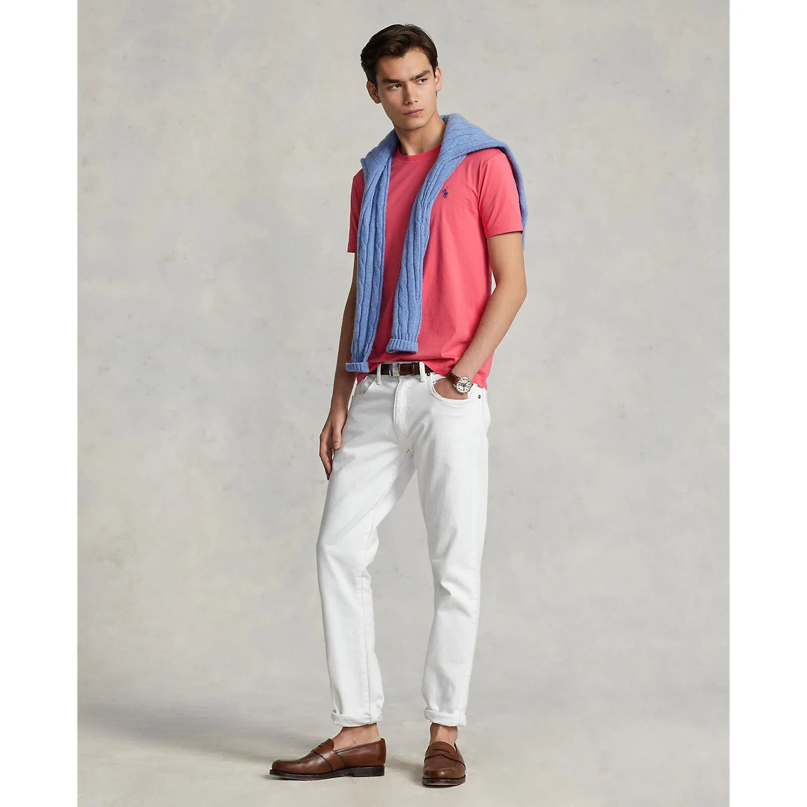 Polo Ralph Lauren - Custom Slim Fit Jersey Crewneck T-Shirt - Pale Red