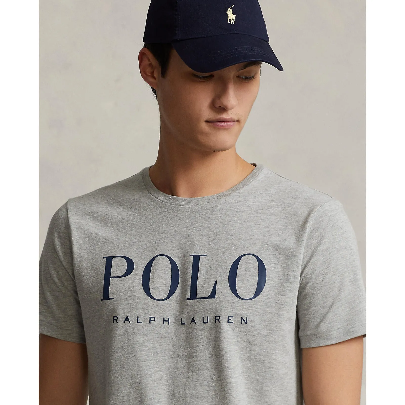 Polo Ralph Lauren - Custom Slim Fit Logo Jersey T-Shirt - Andover Heather/Dark Coba
