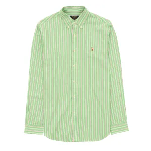 Polo Ralph Lauren Striped Oxford Shirt Green Pink Multi