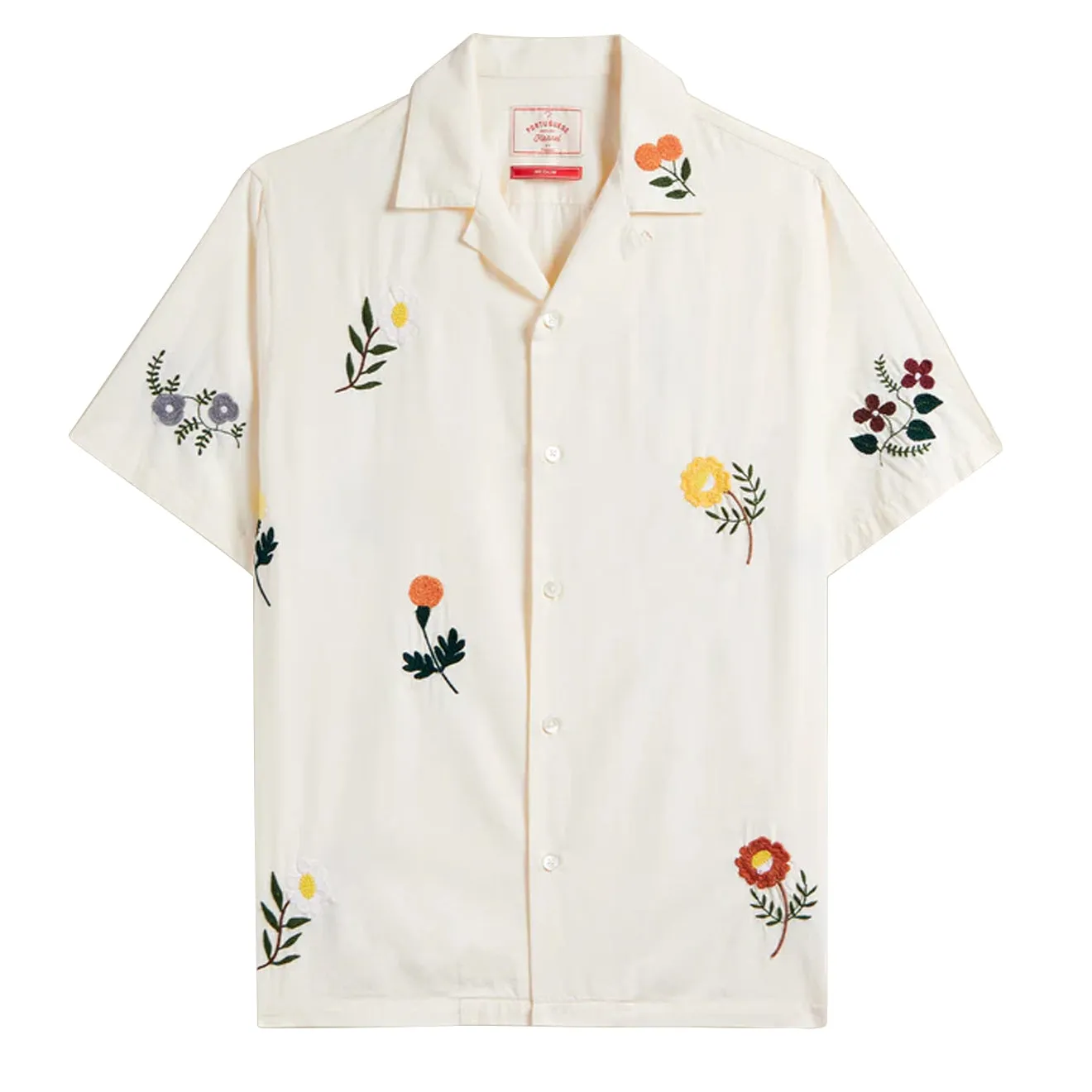 Portuguese Flannel Embroidery Flowers S/S shirt White / Multi