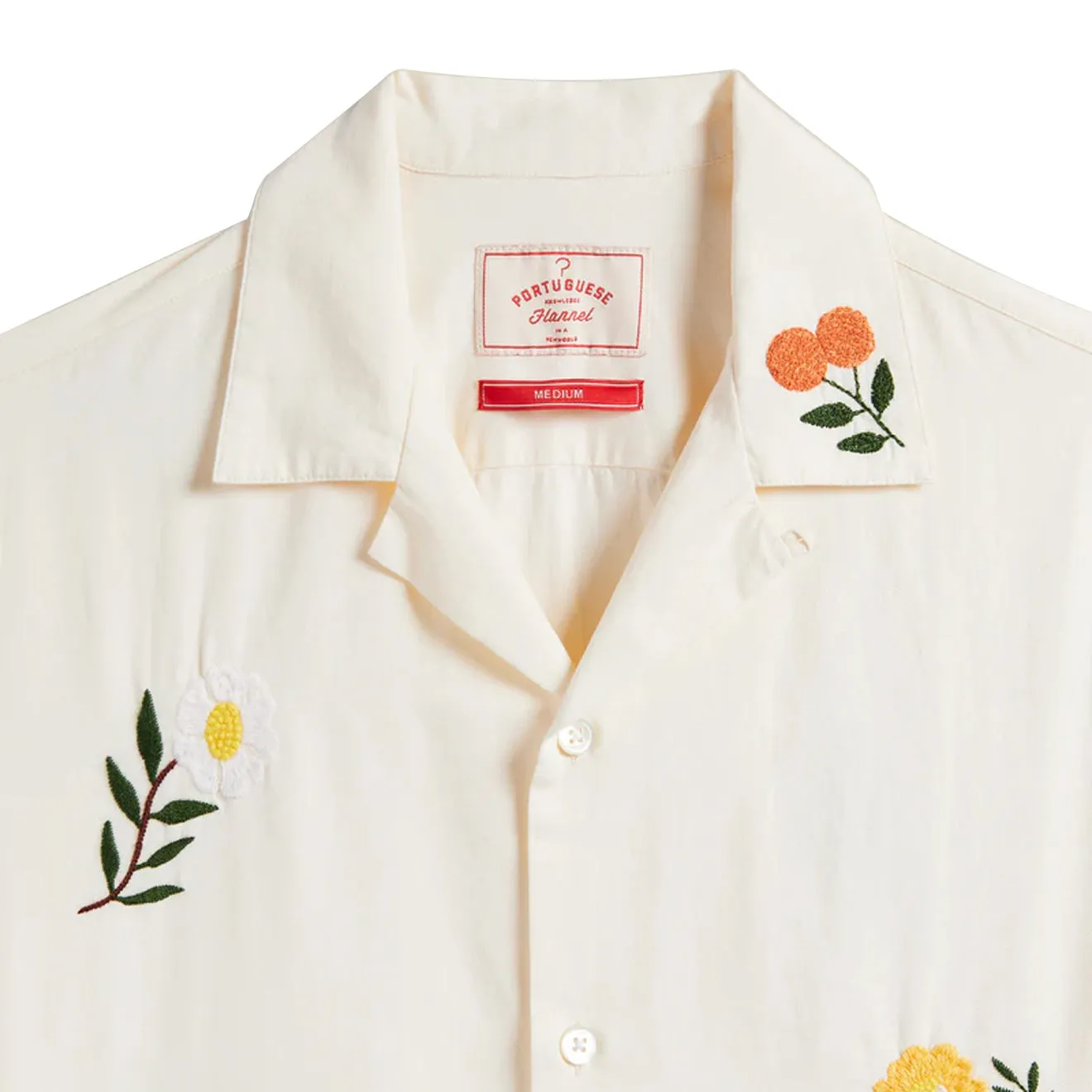 Portuguese Flannel Embroidery Flowers S/S shirt White / Multi