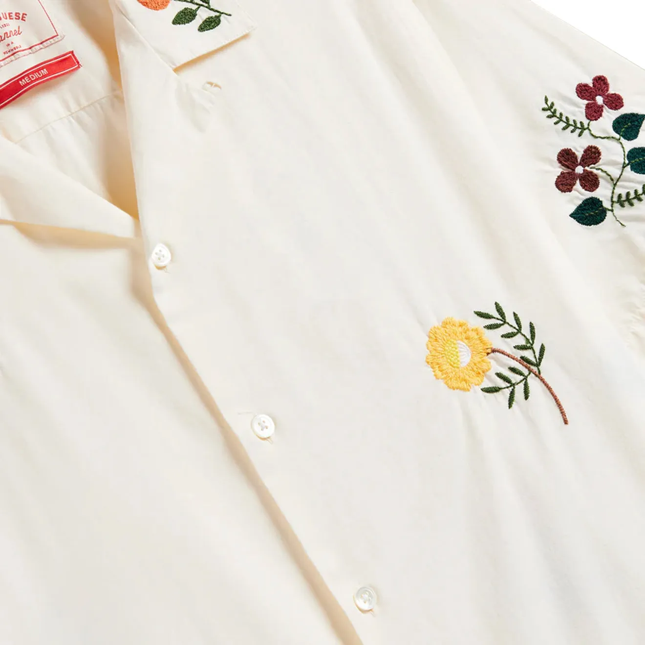 Portuguese Flannel Embroidery Flowers S/S shirt White / Multi