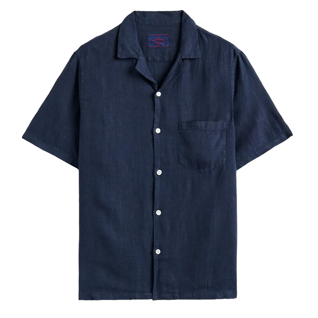 Portuguese Flannel Linen Camp Collar S/S shirt Navy