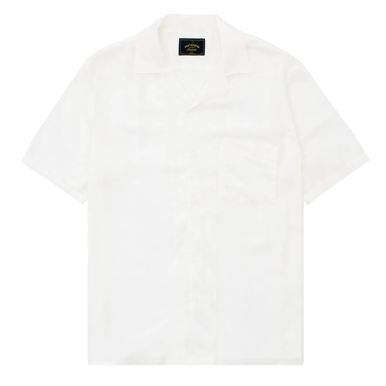 Portuguese Flannel S/S Camp Shirt Modal Jacquard Palm Tree White