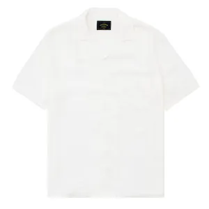Portuguese Flannel S/S Camp Shirt Modal Jacquard Palm Tree White