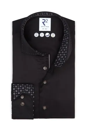 R2 Black Shirt With Stitched Collar Detail Black