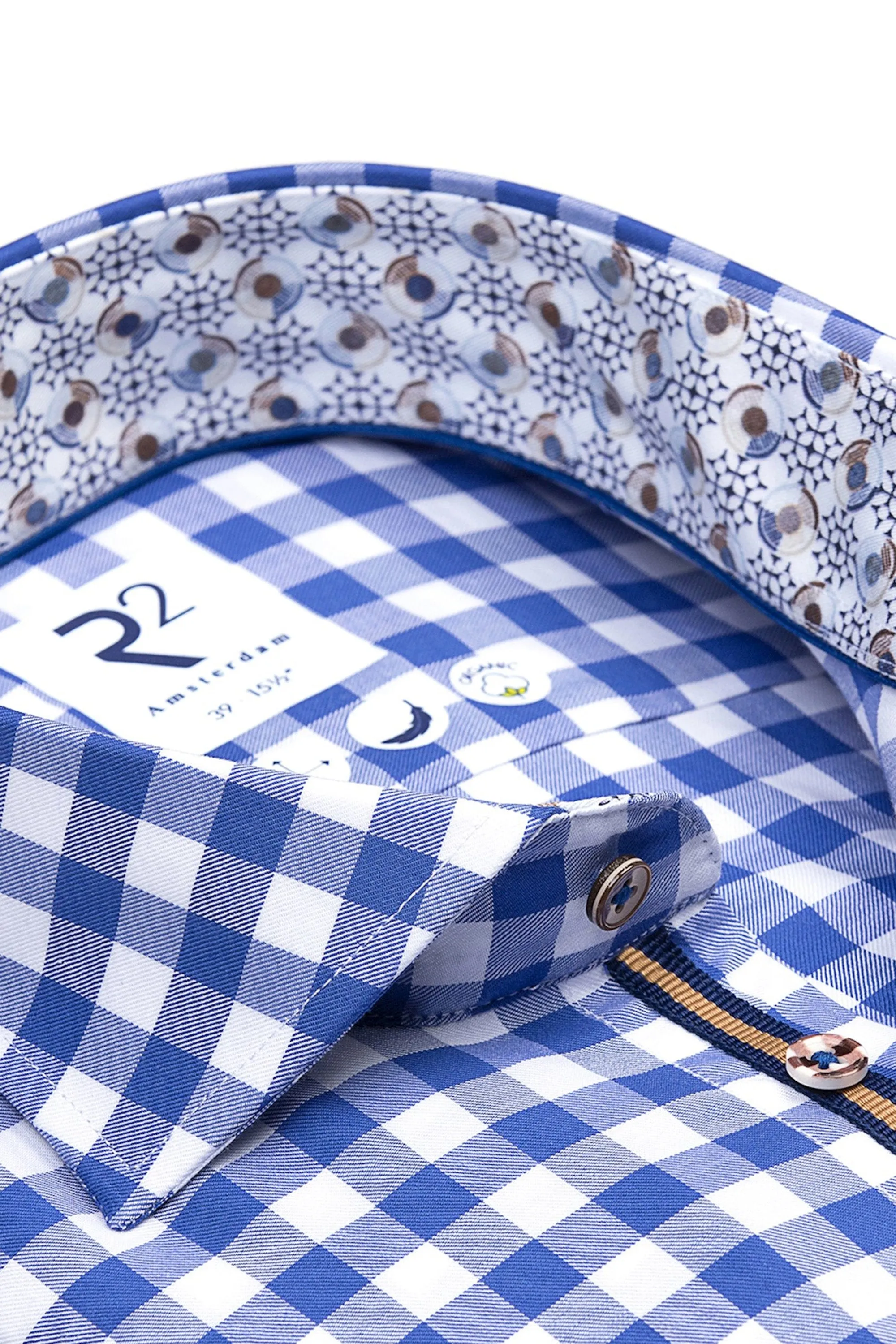 R2 Blue Gingham Check Shirt Blue Check