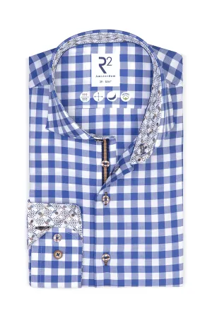 R2 Blue Gingham Check Shirt Blue Check