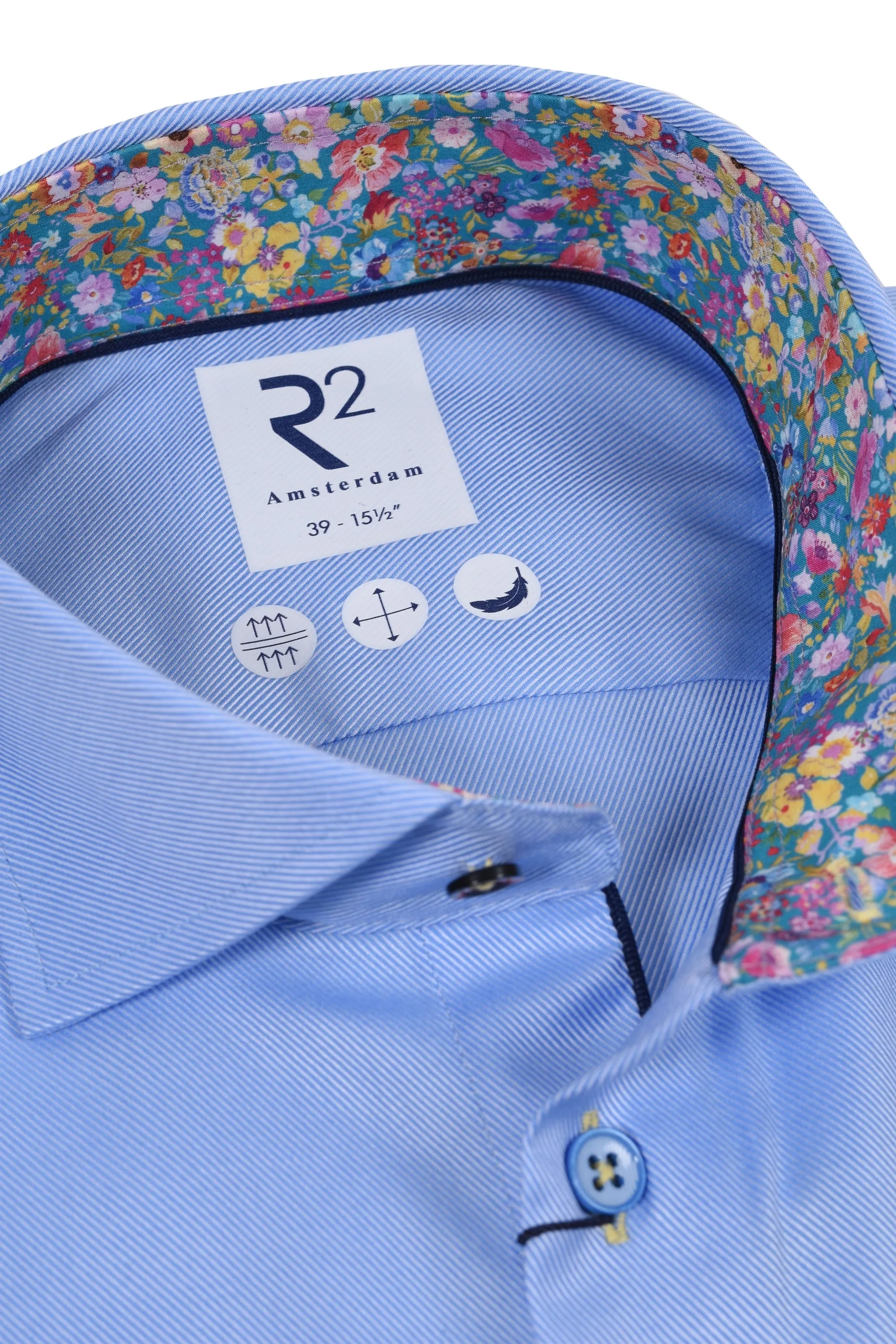 R2 Cut Away Collar Long Sleeved Shirt Light Blue
