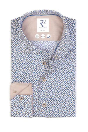 R2 Cut Away Collar Long Sleeved Shirt Patterned
