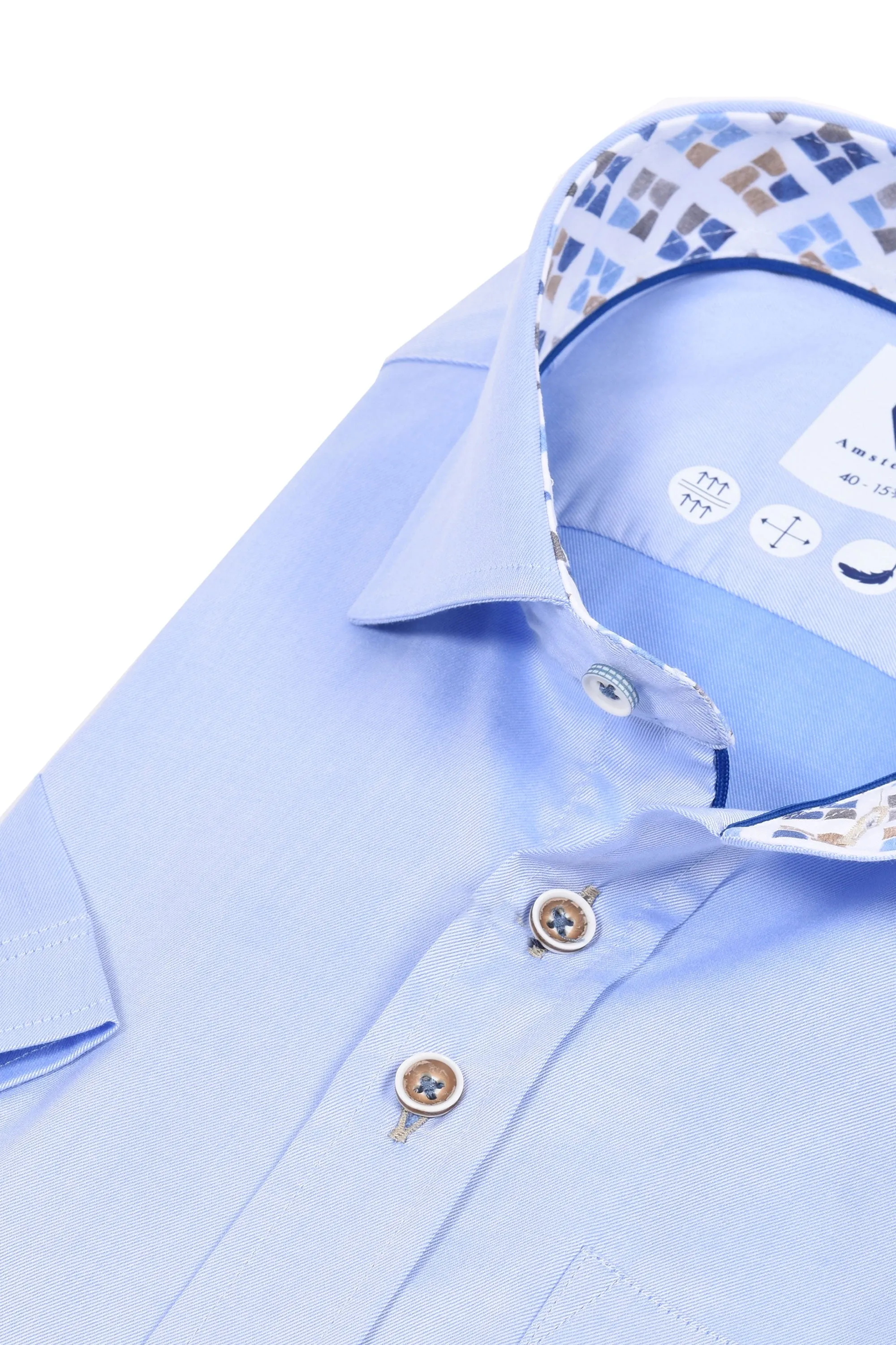 R2 Cut Away Collar Short Sleeved Shirt Light Blue