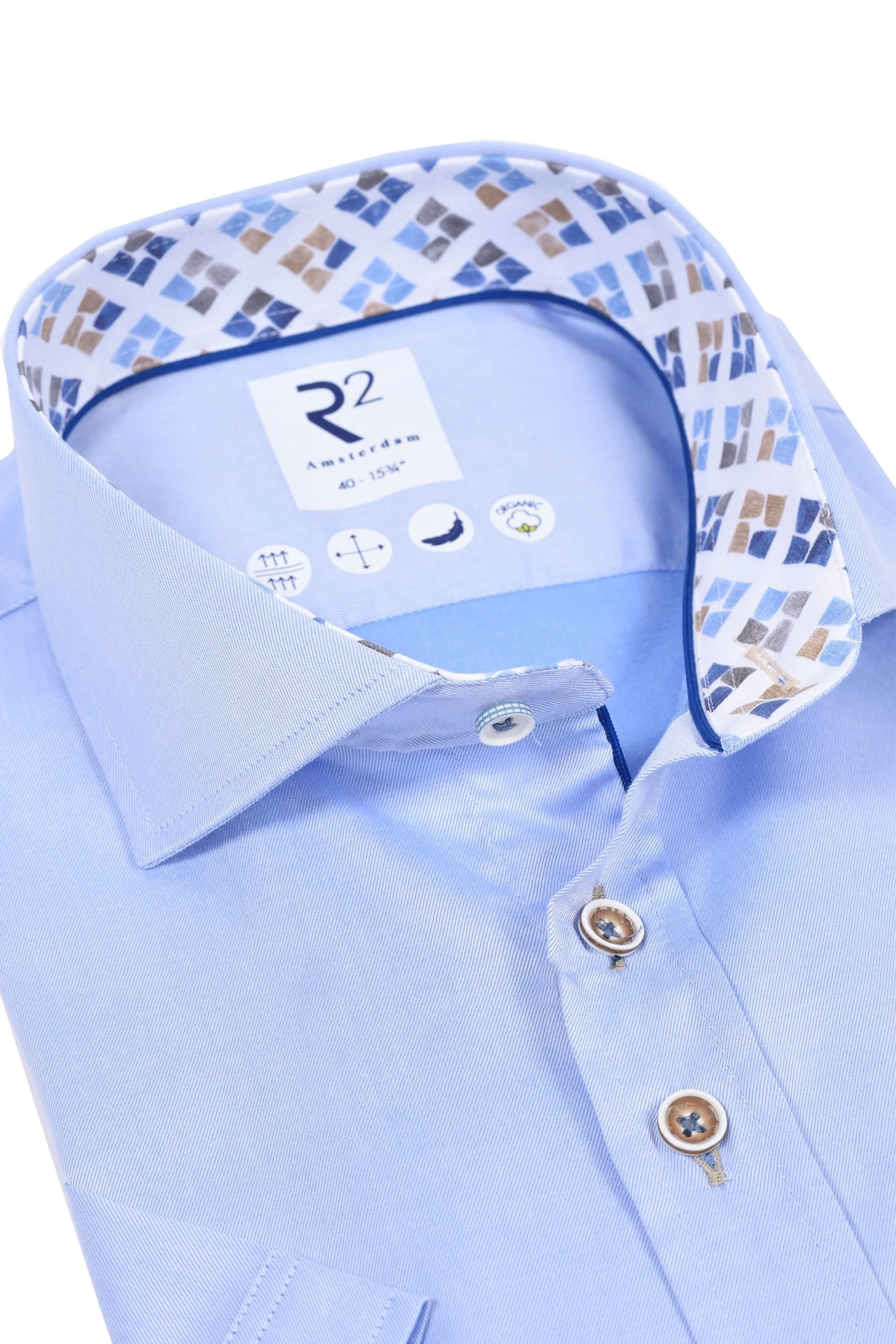 R2 Cut Away Collar Short Sleeved Shirt Light Blue