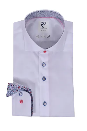 R2 Cut Away Collar Trimmed With Liberty Print White