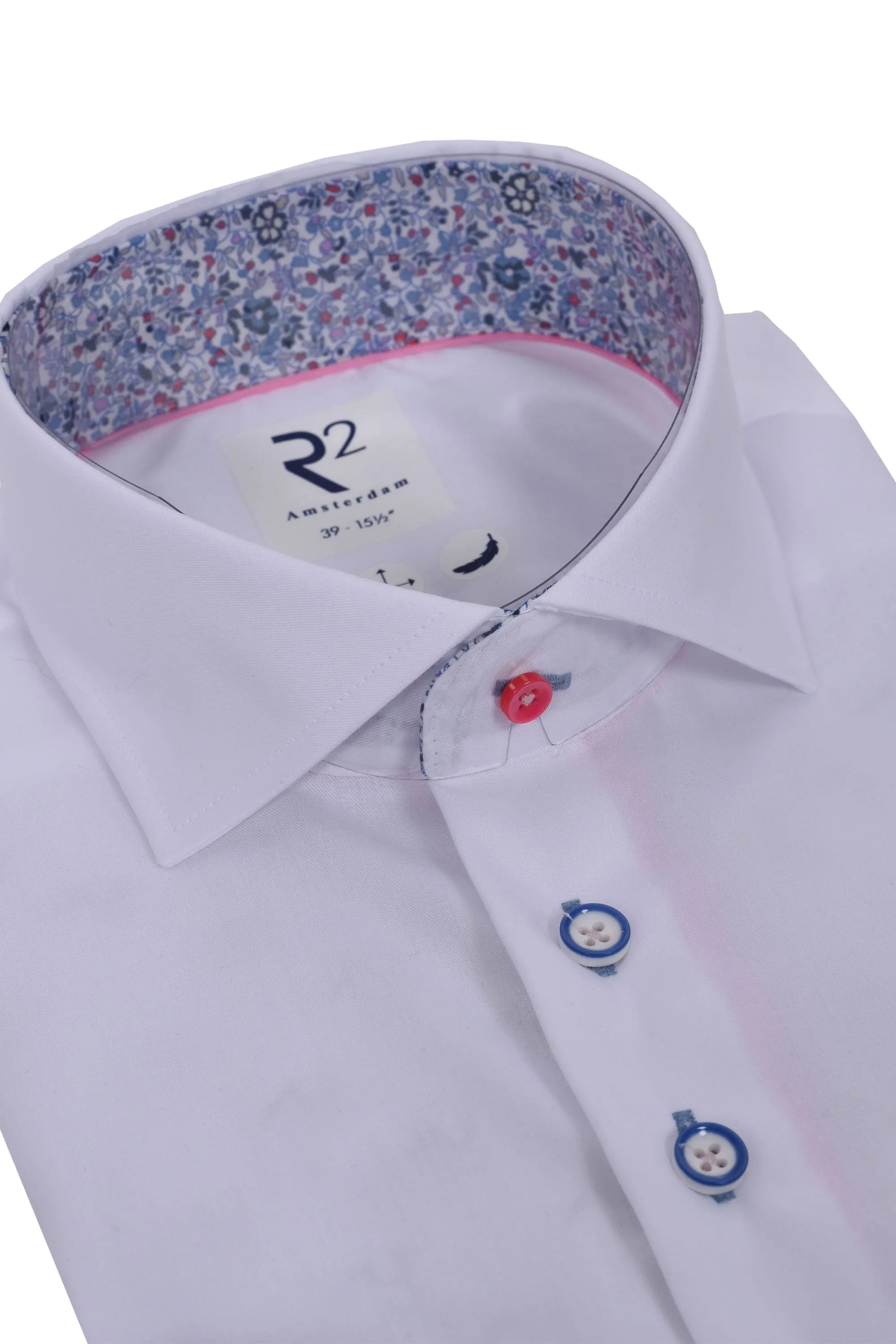 R2 Cut Away Collar Trimmed With Liberty Print White