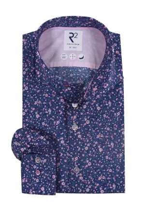 R2 Cutaway Collar Liberty Print Shirt Pink